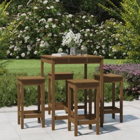 High garden table and stools 5 pieces honey brown pine wood by vidaXL, Garden sets - Ref: Foro24-3154733, Price: 220,32 €, Di...