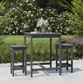 3-piece gray pine wood garden table and high stools set by vidaXL, Garden sets - Ref: Foro24-3154727, Price: 159,99 €, Discou...