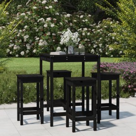 Garden set with table and high stools, 5 pieces, black pine wood. by vidaXL, Garden sets - Ref: Foro24-3154734, Price: 281,35...