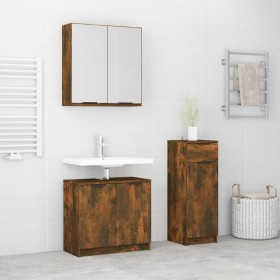 3-piece bathroom furniture set smoked oak plywood by vidaXL, Bathroom furniture - Ref: Foro24-3115873, Price: 171,99 €, Disco...