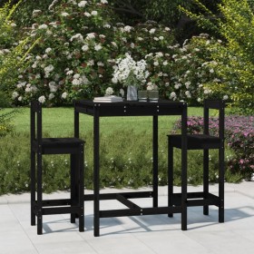 3-piece black pine wood garden table and high stools set by vidaXL, Garden sets - Ref: Foro24-3154739, Price: 200,36 €, Disco...