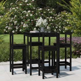 5-piece black pine wood garden table and high stools set by vidaXL, Garden sets - Ref: Foro24-3154744, Price: 300,99 €, Disco...