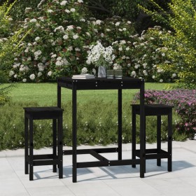 Garden table set and high stools 3 pieces black pine wood by vidaXL, Garden sets - Ref: Foro24-3154729, Price: 192,16 €, Disc...