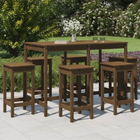 Hoher Gartentisch und Hocker 7-teilig aus honigbraunem Kiefernholz von vidaXL, Gartensets - Ref: Foro24-3154758, Preis: 346,9...