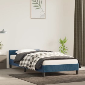 Dark blue velvet bed frame with headboard 100x200 cm by vidaXL, Beds and slatted bases - Ref: Foro24-347559, Price: 91,46 €, ...