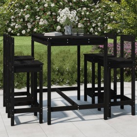 5-piece black pine wood garden table and high stools set by vidaXL, Garden sets - Ref: Foro24-3154754, Price: 323,99 €, Disco...