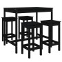 Set de mesa y taburetes altos jardín 5 piezas madera pino negro de vidaXL, Conjuntos de jardín - Ref: Foro24-3154754, Precio:...