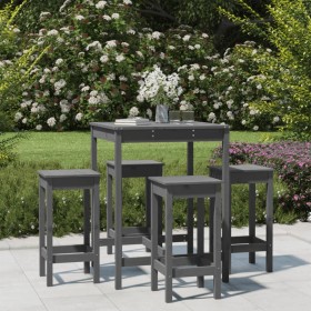 5-piece gray pine wood garden table and high stools set by vidaXL, Garden sets - Ref: Foro24-3154732, Price: 217,42 €, Discou...