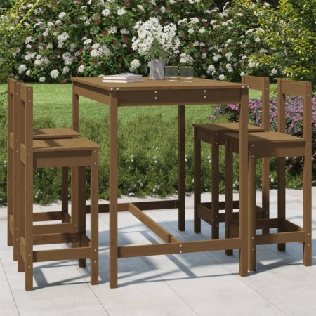 High garden table and stools 5 pieces honey brown pine wood by vidaXL, Garden sets - Ref: Foro24-3154753, Price: 271,14 €, Di...