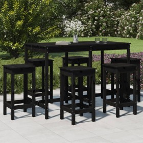 7-piece black pine wood garden table and high stools set by vidaXL, Garden sets - Ref: Foro24-3154759, Price: 437,71 €, Disco...