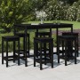 7-piece black pine wood garden table and high stools set by vidaXL, Garden sets - Ref: Foro24-3154759, Price: 443,99 €, Disco...