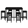 7-piece black pine wood garden table and high stools set by vidaXL, Garden sets - Ref: Foro24-3154759, Price: 443,99 €, Disco...