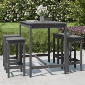 5-piece gray pine wood garden table and high stools set by vidaXL, Garden sets - Ref: Foro24-3154747, Price: 238,99 €, Discou...