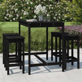 Set de mesa y taburetes altos jardín 5 piezas madera pino negro de vidaXL, Conjuntos de jardín - Ref: Foro24-3154749, Precio:...