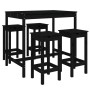 5-piece black pine wood garden table and high stools set by vidaXL, Garden sets - Ref: Foro24-3154749, Price: 302,34 €, Disco...