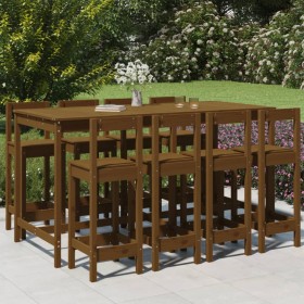 Garden table and high stools 9 pcs honey brown pine wood by vidaXL, Garden sets - Ref: Foro24-3154773, Price: 514,99 €, Disco...