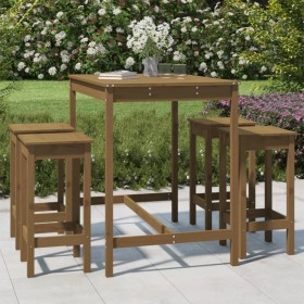 Hoher Gartentisch und Hocker 5 Stück Zirbenholz honigbraun von vidaXL, Gartensets - Ref: Foro24-3154748, Preis: 241,99 €, Rab...