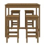 Garden table and 5-piece high stools set made of brown honey pine wood. by vidaXL, Garden sets - Ref: Foro24-3154748, Price: ...