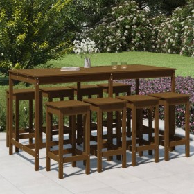 Garden table and high stools 9 pcs honey brown pine wood by vidaXL, Garden sets - Ref: Foro24-3154768, Price: 436,99 €, Disco...