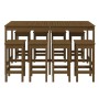 Garden table and high stools 9 pcs honey brown pine wood by vidaXL, Garden sets - Ref: Foro24-3154768, Price: 436,28 €, Disco...