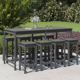 Garden table and high stools 9 pieces solid gray pine wood by vidaXL, Garden sets - Ref: Foro24-3154767, Price: 427,99 €, Dis...