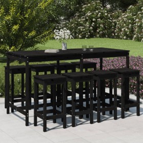 Garden table and high stools 9 pieces solid black pine wood by vidaXL, Garden sets - Ref: Foro24-3154769, Price: 560,46 €, Di...