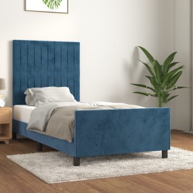 Dark blue velvet bed frame with headboard 100x200 cm by vidaXL, Beds and slatted bases - Ref: Foro24-3125865, Price: 145,99 €...