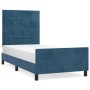 Estructura cama con cabecero terciopelo azul oscuro 100x200 cm de vidaXL, Camas y somieres - Ref: Foro24-3125743, Precio: 149...