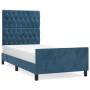 Dark blue velvet bed frame with headboard 100x200 cm by vidaXL, Beds and slatted bases - Ref: Foro24-3125926, Price: 167,34 €...