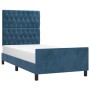 Dark blue velvet bed frame with headboard 100x200 cm by vidaXL, Beds and slatted bases - Ref: Foro24-3125926, Price: 167,34 €...