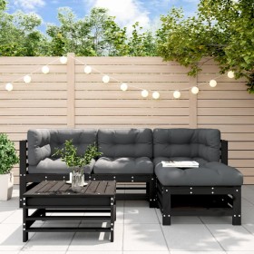 5-piece garden furniture set with solid wood black cushions by vidaXL, Garden sets - Ref: Foro24-3185805, Price: 514,00 €, Di...