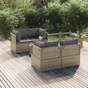 5-teiliges Gartenmöbel-Set und graue synthetische Rattankissen von vidaXL, Gartensets - Ref: Foro24-3157480, Preis: 458,81 €,...