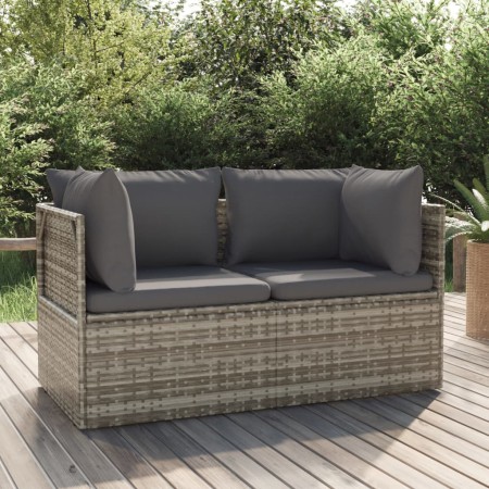 2-Sitzer-Gartensofa mit grauen synthetischen Rattankissen von vidaXL, Outdoor-Sofas - Ref: Foro24-318673, Preis: 194,99 €, Ra...