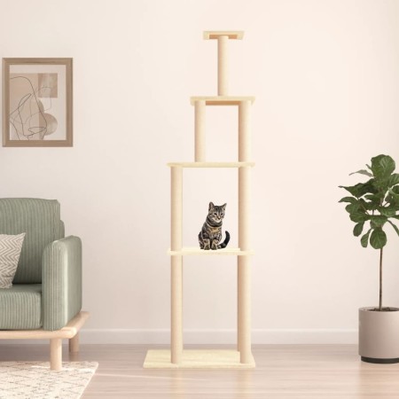 Kratzbaum für Katzen mit cremefarbenen Sisalstämmen, 183 cm von vidaXL, Katzenmöbel - Ref: Foro24-171744, Preis: 91,43 €, Rab...