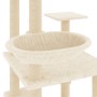 Rascador para gatos con postes de sisal color crema 141 cm de vidaXL, Mobiliario para gatos - Ref: Foro24-171747, Precio: 68,...