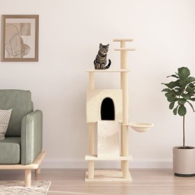 Katzenkratzbaum mit cremefarbenen Sisalstämmen, 153 cm von vidaXL, Katzenmöbel - Ref: Foro24-171750, Preis: 65,99 €, Rabatt: %