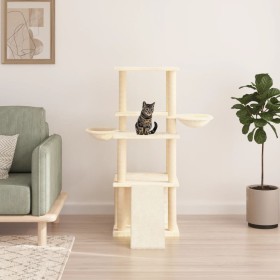 Katzenkratzbaum mit cremefarbenen Sisalstämmen, 133 cm von vidaXL, Katzenmöbel - Ref: Foro24-171756, Preis: 59,99 €, Rabatt: %