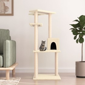 Katzenkratzbaum mit cremefarbenen Sisalpfosten 123 cm von vidaXL, Katzenmöbel - Ref: Foro24-171783, Preis: 40,99 €, Rabatt: %