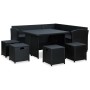 Set muebles de jardín 6 piezas y cojines ratán sintético negro de vidaXL, Conjuntos de jardín - Ref: Foro24-315230, Precio: 7...