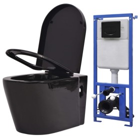 Wall-mounted toilet with hidden black ceramic cistern by vidaXL, Bathrooms - Ref: Foro24-3054477, Price: 307,15 €, Discount: %