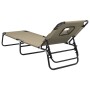 Folding steel sun lounger powder coated taupe Oxford fabric by vidaXL, Loungers - Ref: Foro24-360179, Price: 64,99 €, Discoun...