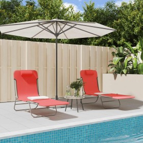 Folding sun loungers 2 pcs steel and red textilene by vidaXL, Loungers - Ref: Foro24-360182, Price: 63,99 €, Discount: %