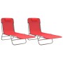 Folding sun loungers 2 pcs steel and red textilene by vidaXL, Loungers - Ref: Foro24-360182, Price: 63,69 €, Discount: %