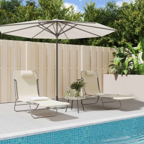 Folding sun loungers 2 units steel and cream textilene by vidaXL, Loungers - Ref: Foro24-360185, Price: 83,15 €, Discount: %