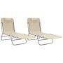 Folding sun loungers 2 units steel and cream textilene by vidaXL, Loungers - Ref: Foro24-360185, Price: 83,15 €, Discount: %