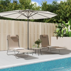 Folding sun loungers 2 units steel and taupe gray textilene by vidaXL, Loungers - Ref: Foro24-360186, Price: 71,28 €, Discoun...