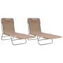 Folding sun loungers 2 units steel and taupe gray textilene by vidaXL, Loungers - Ref: Foro24-360186, Price: 71,28 €, Discoun...