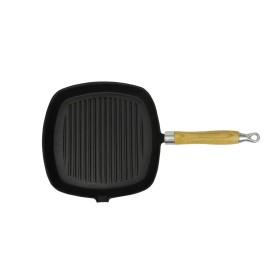 Sartén parrilla de hierro fundido con mango de madera 20x20 cm de vidaXL, Planchas - Ref: Foro24-50125, Precio: 19,03 €, Desc...