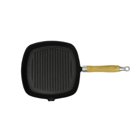 Sartén parrilla de hierro fundido con mango de madera 20x20 cm de vidaXL, Planchas - Ref: Foro24-50125, Precio: 19,03 €, Desc...