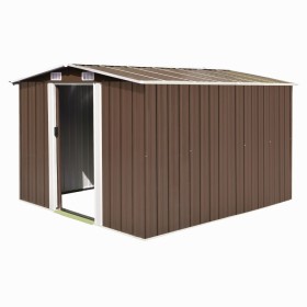 Brauner Gartenschuppen aus Metall, 257 x 298 x 178 cm von vidaXL, Schuppen - Ref: Foro24-143343, Preis: 466,99 €, Rabatt: %